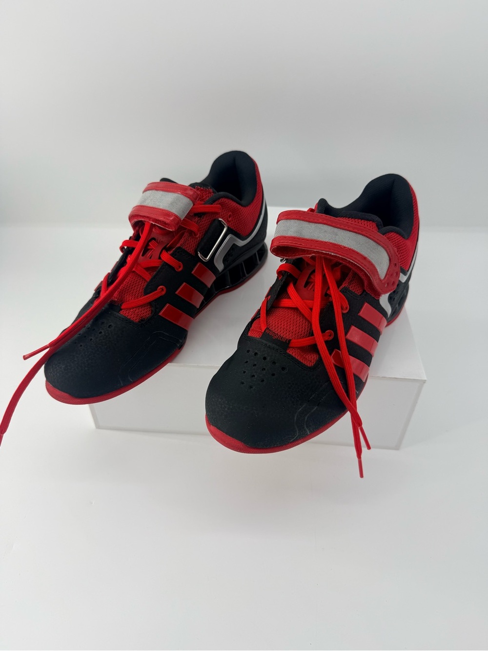 adidas Black and Red Kids Athletic Sneakers with Hook-and-Loop Strap